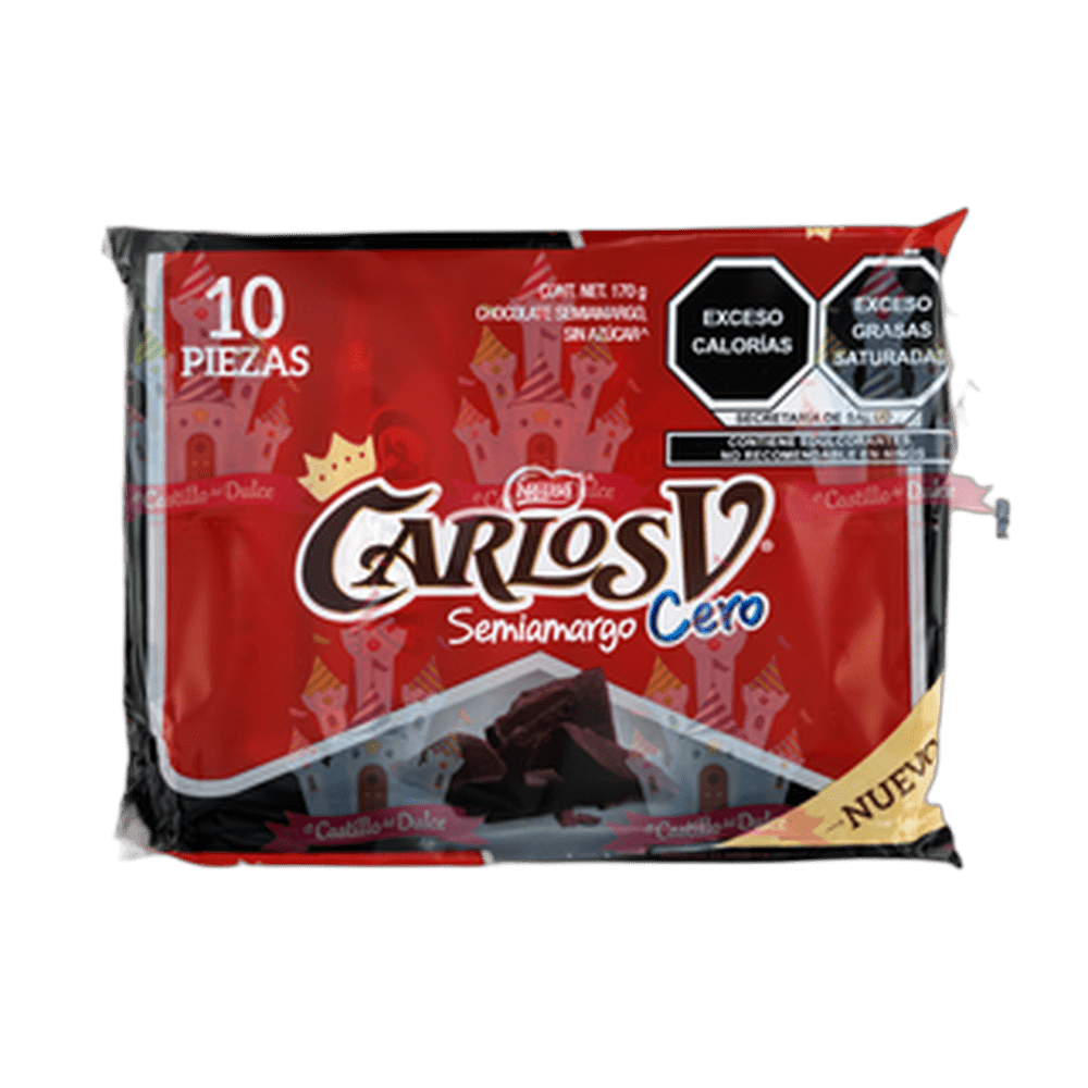 CARLOS V SEMIAMARGO SIN AZUCAR 810 PZA NESTLE