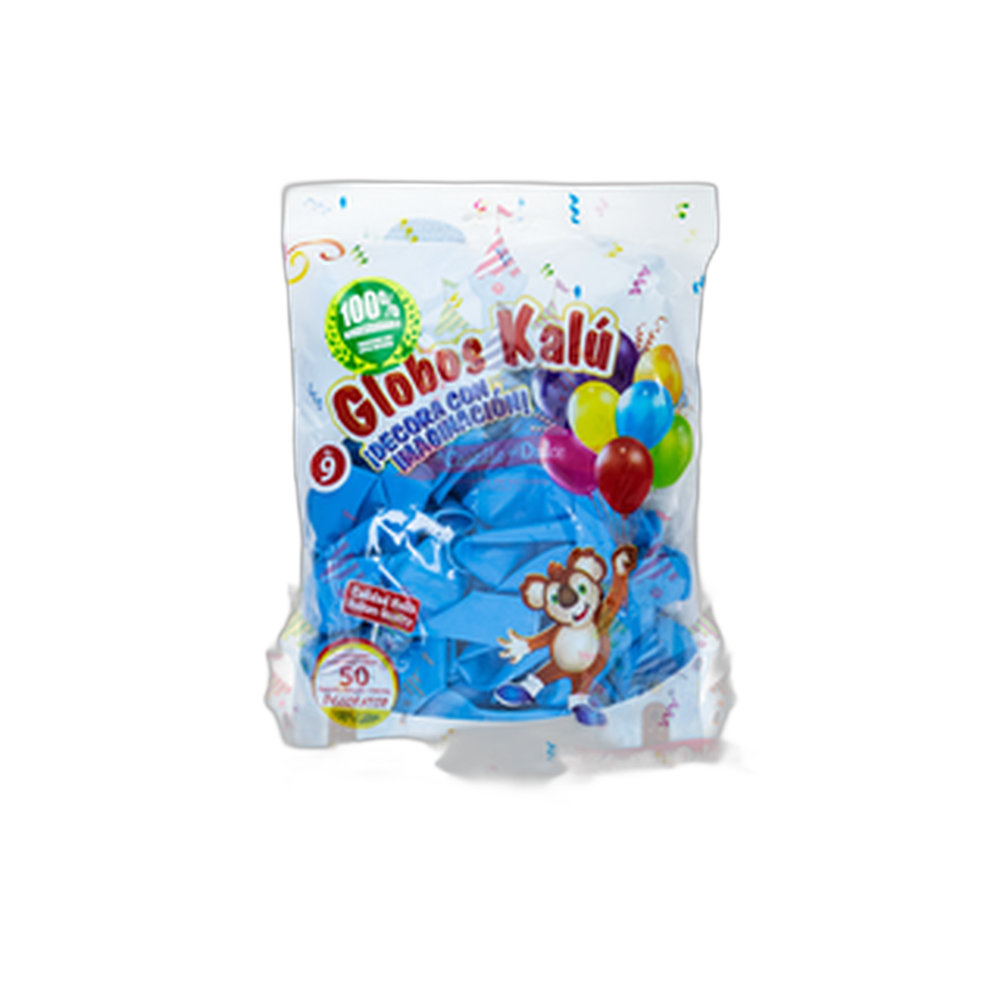 GLOBO DEC 9 AZUL CIELO 5050PZA KALU