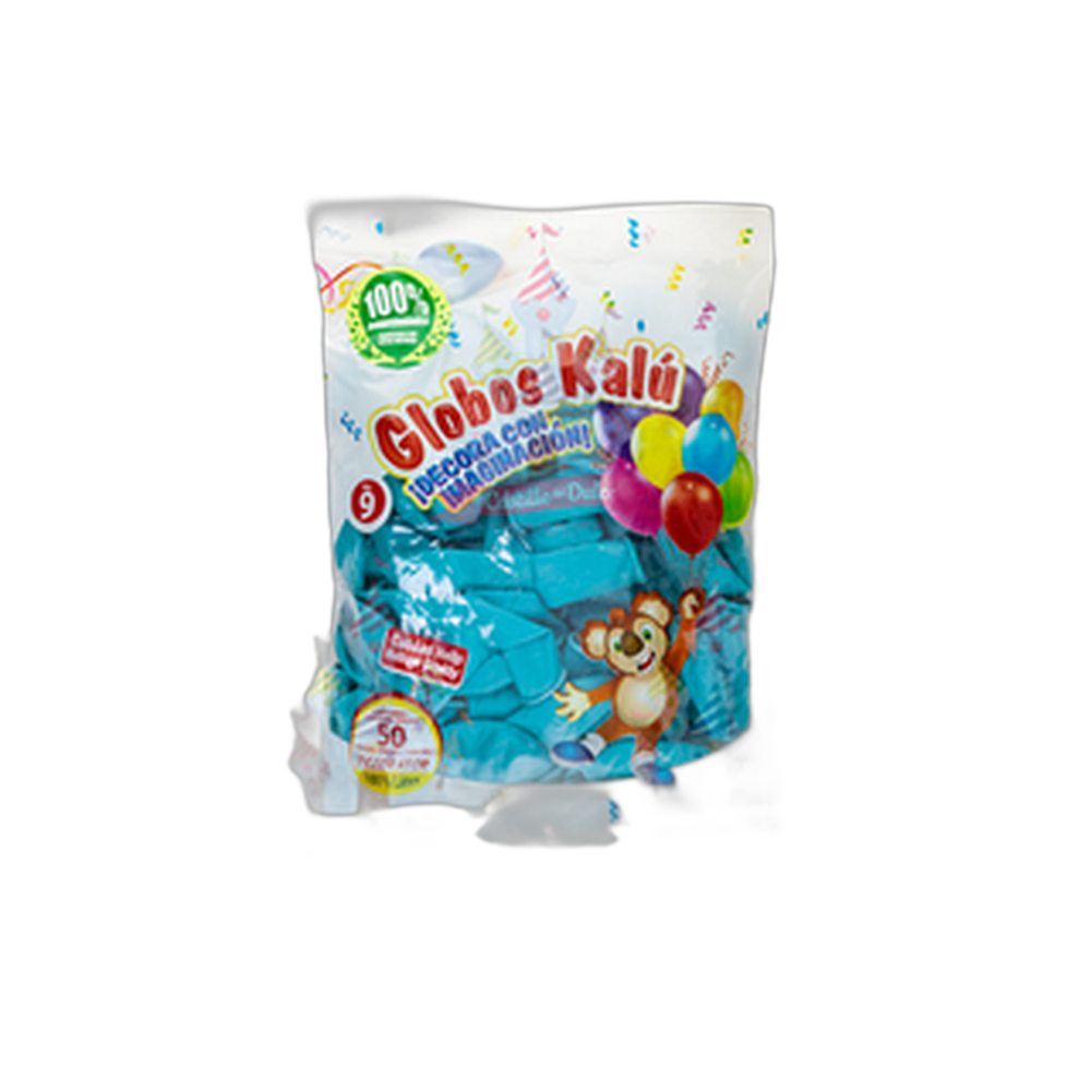 GLOBO DEC 9 AZUL TURQUEZA 5050PZA KALU