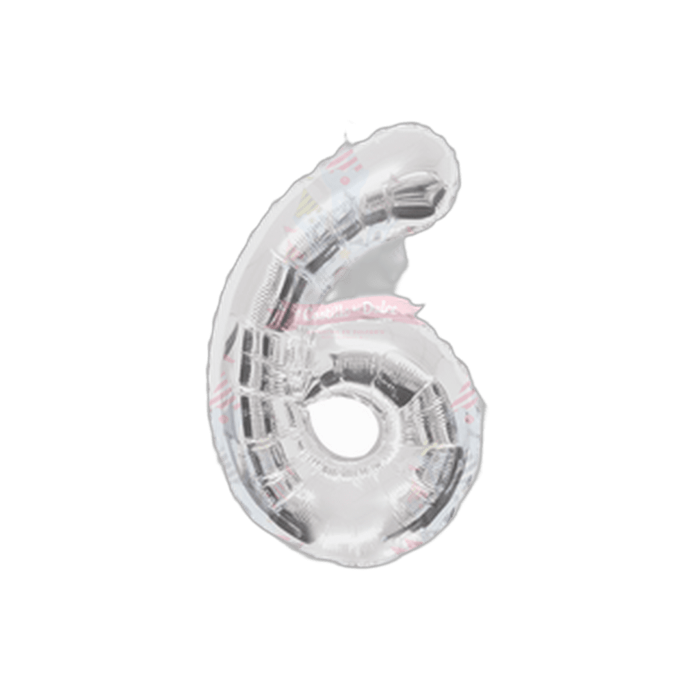 GLOBO NUMERO 6 14 PULG PLATA 101 PZ GRANMA