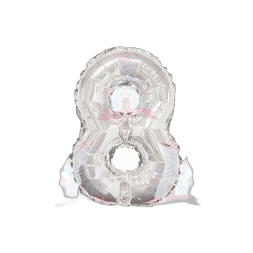 GLOBO NUMERO 8 14 PULG PLATA 101 PZ GRANMA