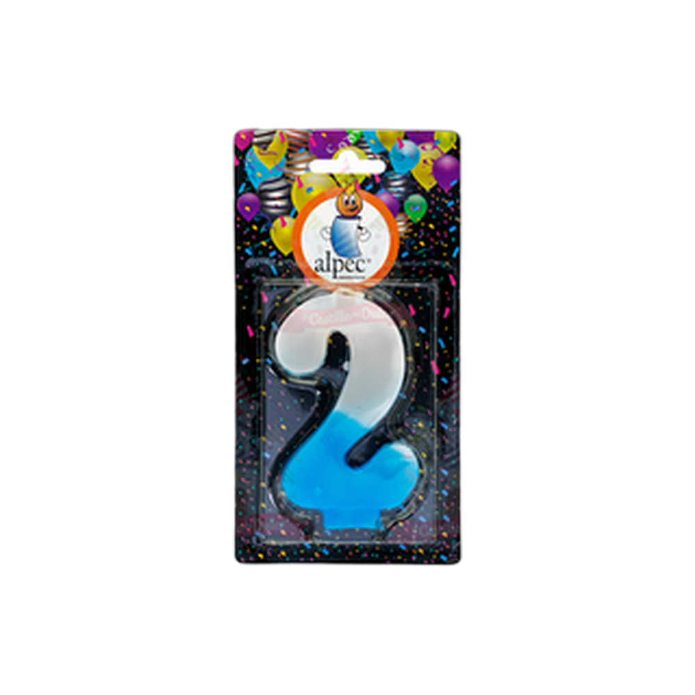 VELA NUMERO 2 BICOLOR AZUL 201 PZA ALPE