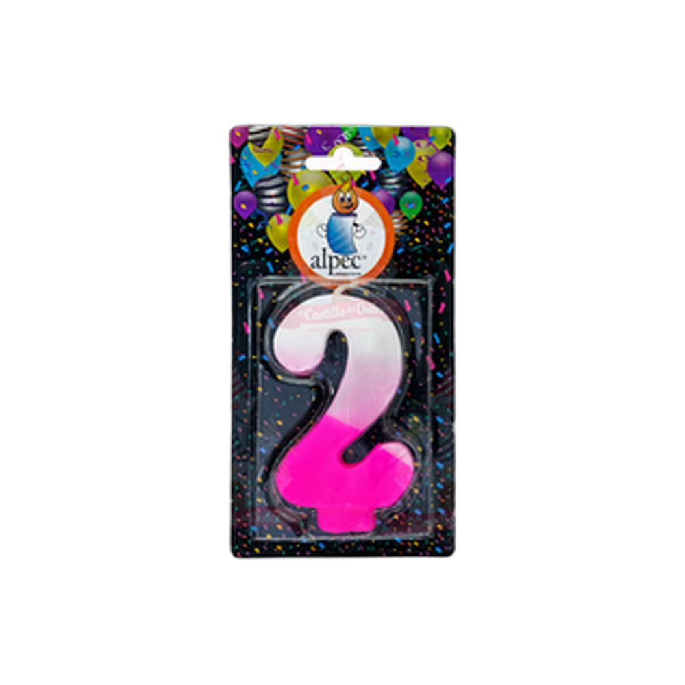 VELA NUMERO 2 BICOLOR ROSA 201 PZA ALPE