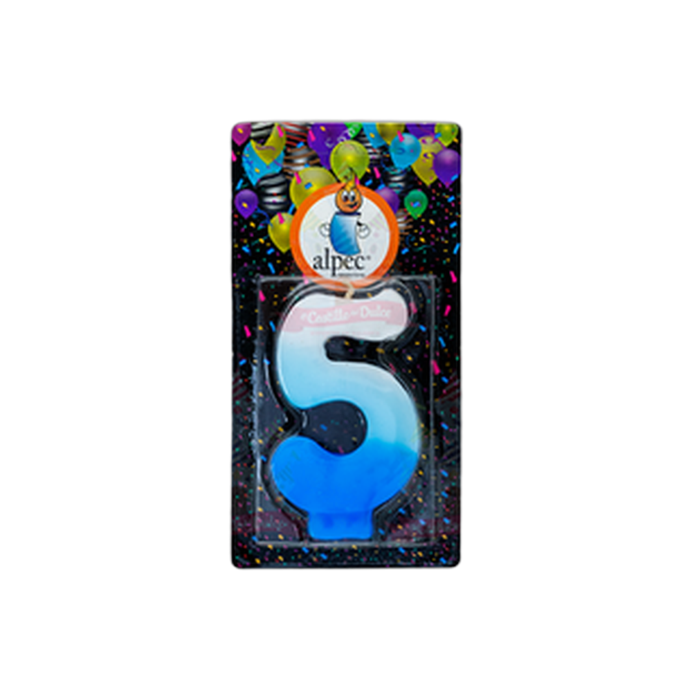 VELA NUMERO 5 BICOLOR AZUL 201 PZA ALPE