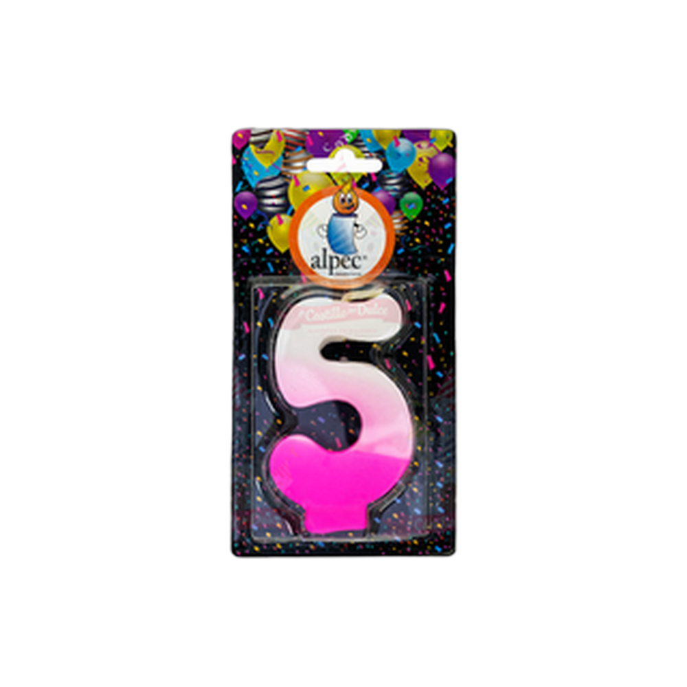 VELA NUMERO 5 BICOLOR ROSA 201 PZA ALPE