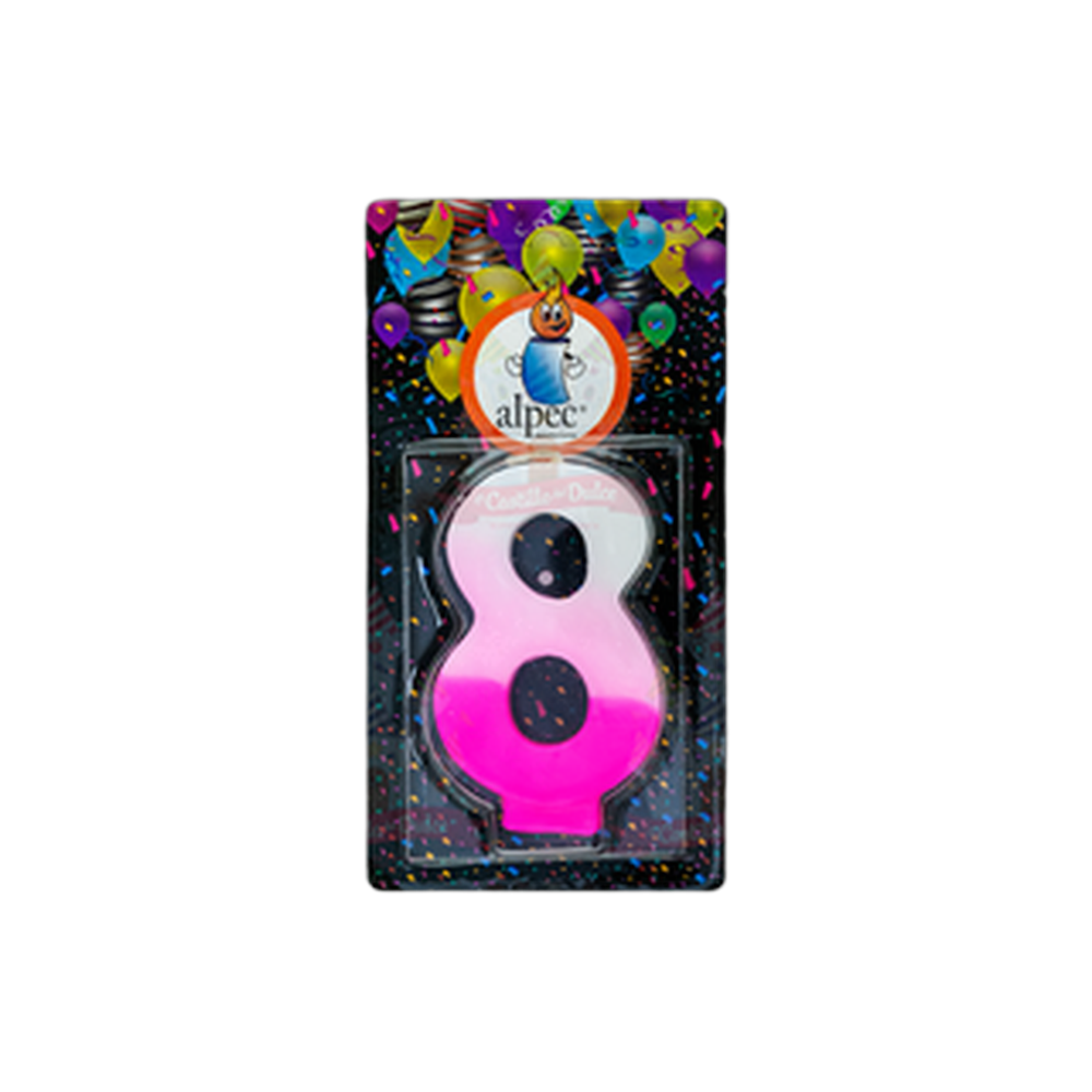VELA NUMERO 8 BICOLOR ROSA 201 PZA ALPE